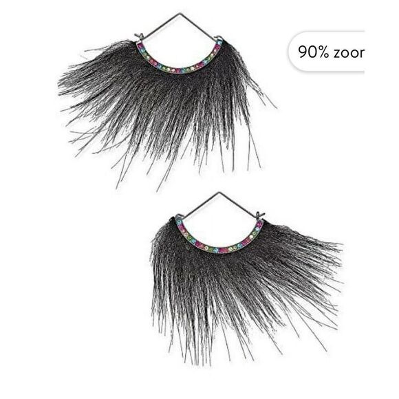 Betsey johnson x trolls htf fur/hair hoop creatures magic  chandelier pave earri - Picture 1 of 10